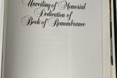 Unveiling of Memorial of Book of Remembrance