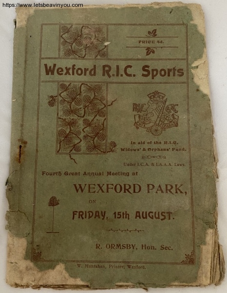 RIC Sports Day Programme Wexford, 15 August 1901